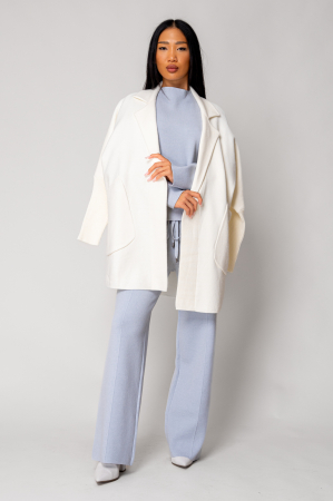 NOUTATI - Jacheta lunga tricotata Off White