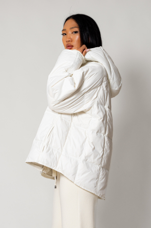 NOUTATI - Geaca oversized cu umplutura de puf Off White