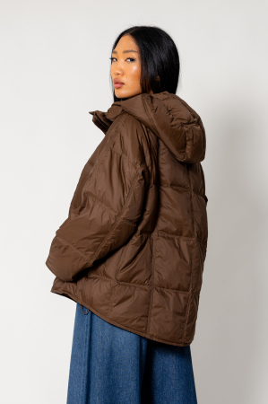 Oversized zip-up jacket with down filling Brown [4]