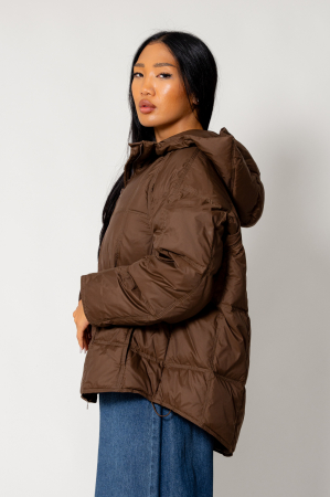 Oversized zip-up jacket with down filling Brown [3]