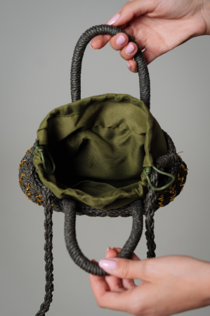 Small raffia beach bag Kaki [1]