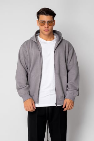 MEN - Hoodie with zip Grey Anthracite II