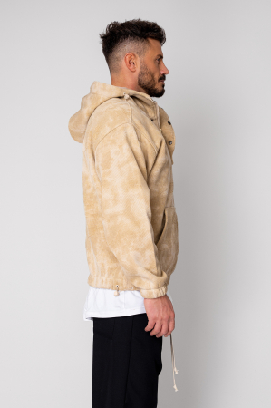 Beige short zip hoodie [2]