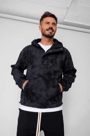 MEN - Black short zip hoodie