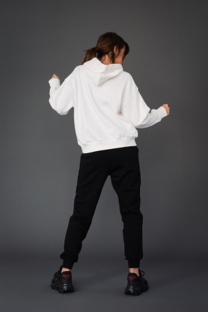 Hanorac cu Broderie Easy Symphony Oversized Off White [5]