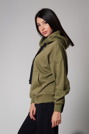 Hoodie Easy imprimat Oversized Kaki [2]