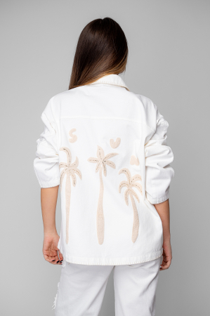 Jacheta cu broderie Off White/Beige [3]