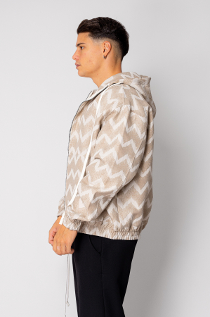 Jacheta cu fermoar si gluga Oversized Beige/Cream [1]