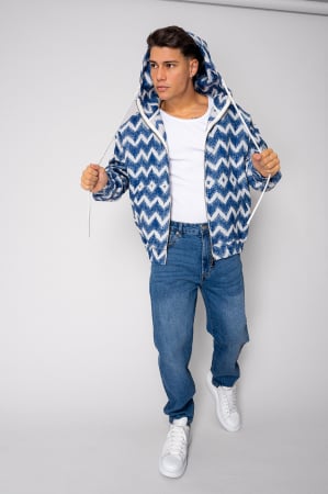 BARBATI - Jacheta cu fermoar si gluga Oversized Blue