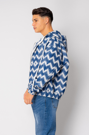 Jacheta cu fermoar si gluga Oversized Blue [2]
