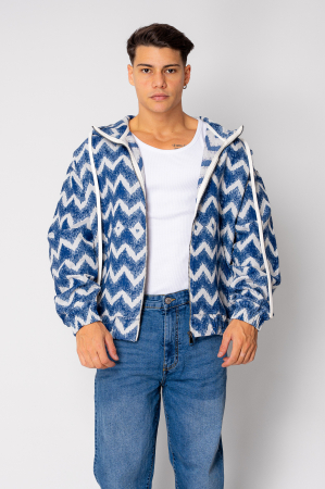 Jacheta cu fermoar si gluga Oversized Blue [1]