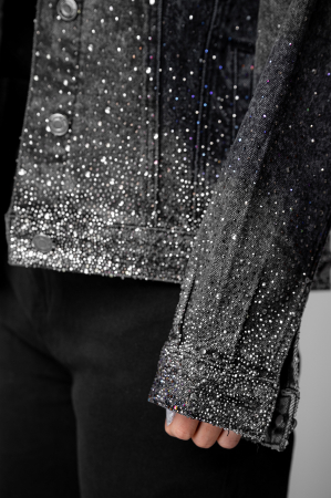Black rhinestone denim jacket [5]