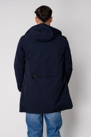 Zip-up Long Hooded Jacket Navy [2]