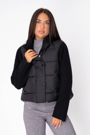Jacheta scurta cu maneci tricotate Black [1]