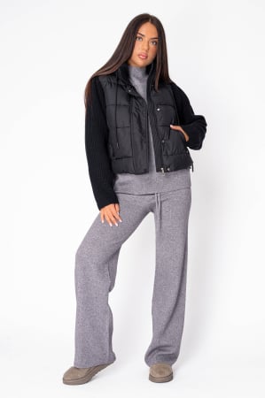 Geci si paltoane - Jacheta scurta cu maneci tricotate Black