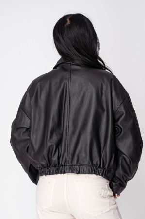 Brown genuine leather short zip-up jacket - Copie [3]