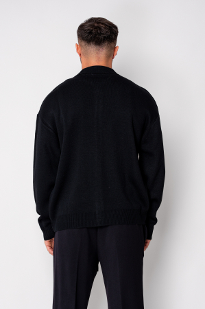 Jacheta tricotata din mix de lana cu fermoar Black [2]