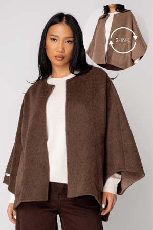 NEW - Short double-sided coat Brown/Taupe