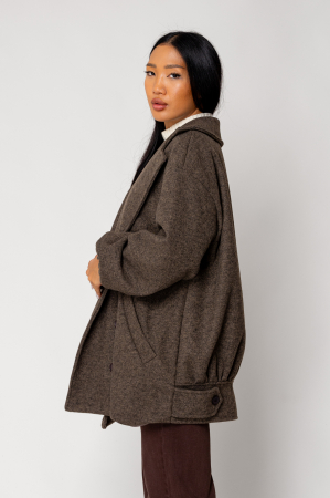 Oversized Brown Short Coat [3]