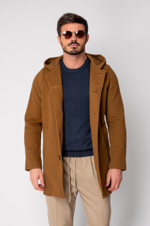 Palton lung cu gluga Brown [1]
