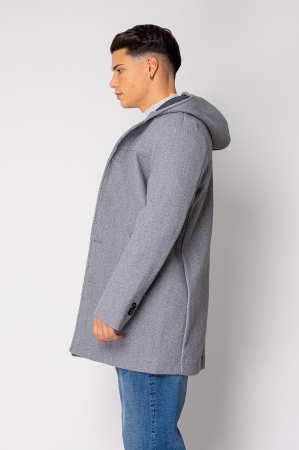 Long Coat with hood Grey Melange [1]