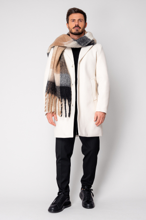 MEN - Long Coat with Buttons Off White