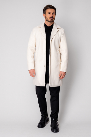 Long Coat with Buttons Off White [4]