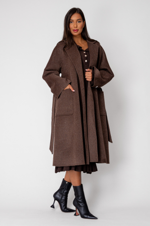 Palton lung handmade din Lana, Brown [2]