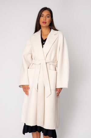 Jackets and Coats - Long wool handmade coat, Cream