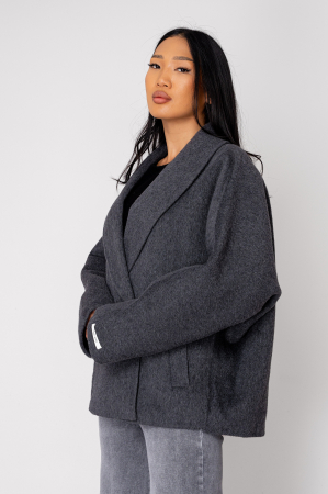 Palton scurt Handmade din Lana, Grey Anthracite [2]