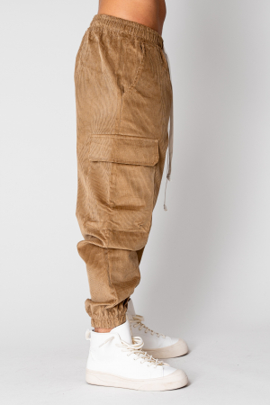 Pantaloni Cargo lung din reiat Beige [1]
