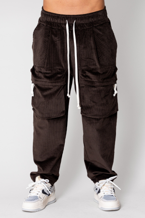 PROMOTII - Pantaloni Cargo lung din reiat Brown