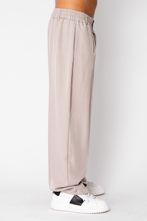Pantalon drept larg cu nasture Taupe [1]