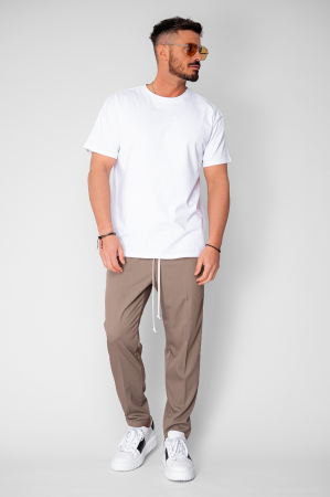 Pantalon lung conic cu snur Brown [4]