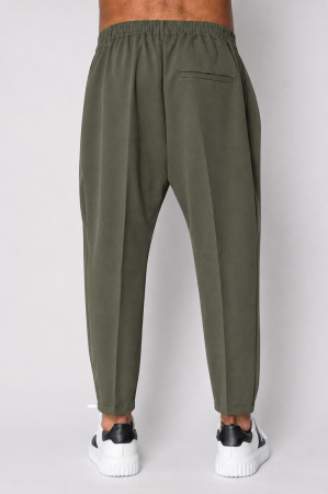 Pantalon lung conic cu tur lasat Dark Olive [2]