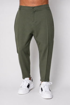 BARBATI - Pantalon lung conic cu tur lasat Dark Olive