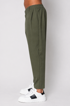 Pantalon lung conic cu tur lasat Dark Olive [1]