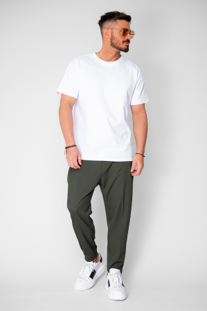 Pantalon lung conic cu tur lasat Green [4]