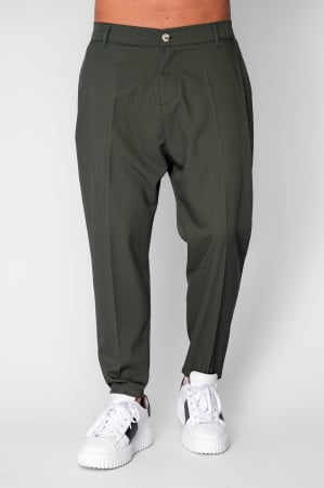 BARBATI - Pantalon lung conic cu tur lasat Green