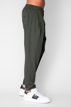 Pantalon lung conic cu tur lasat Green [1]