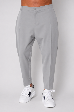 Pantaloni - Pantalon lung conic cu tur lasat Grey