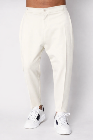 Barbati - Pantalon lung conic cu tur lasat Off White