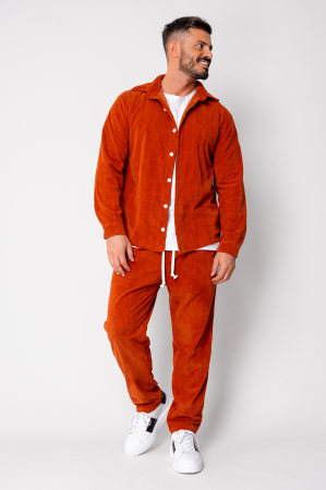Set Camasa si Pantalon Lung drept din reiat Orange [1]