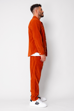 Set Camasa si Pantalon Lung drept din reiat Orange [2]