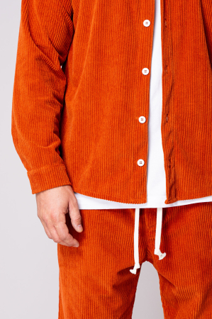 Set Camasa si Pantalon Lung drept din reiat Orange [4]