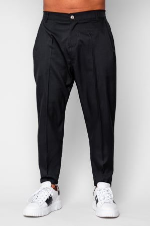 Barbati - Pantalon lung cu elastic si buzunar Black