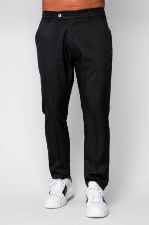 Pantaloni - Pantalon lung cu elastic si nasture Black