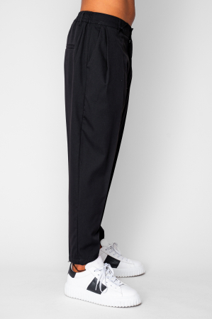 Pantalon lung cu elastic si nasture Black [1]