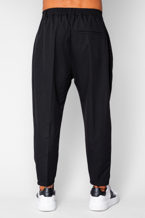 Pantalon lung cu elastic si nasture Black [2]
