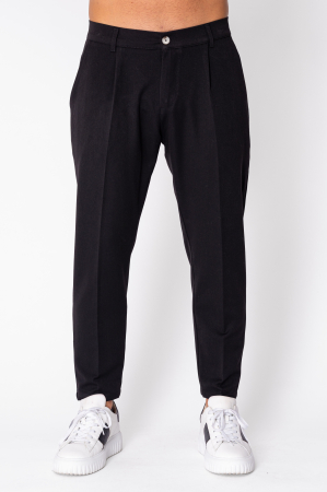 Men - Long trousers with elastic and button Black I